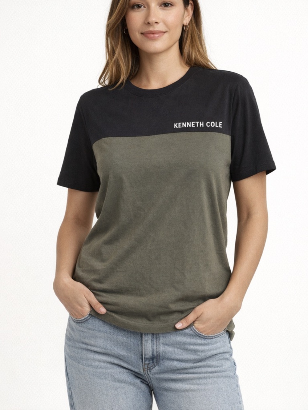 Kenneth Cole women’s Black and Olive Short-Sleeve Crew Tee